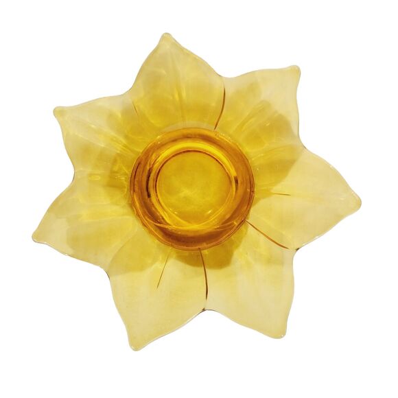 Amber Glass Condiment Jelly Sugar Dish Floral Lotus Bowl Tray Spoon Vtg *Crack - Picture 7 of 12